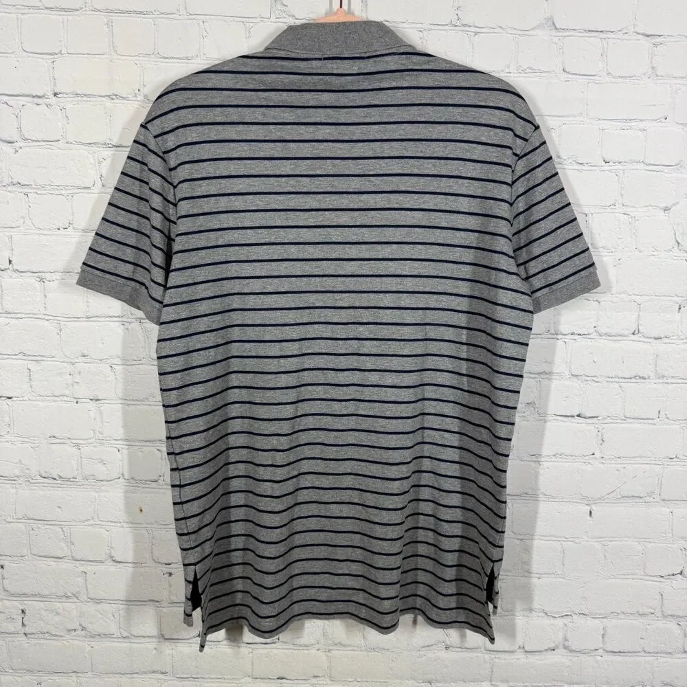 Polo Ralph Lauren Pima Soft Touch Polo Shirt Small Gray Blue Stripe Pony Logo